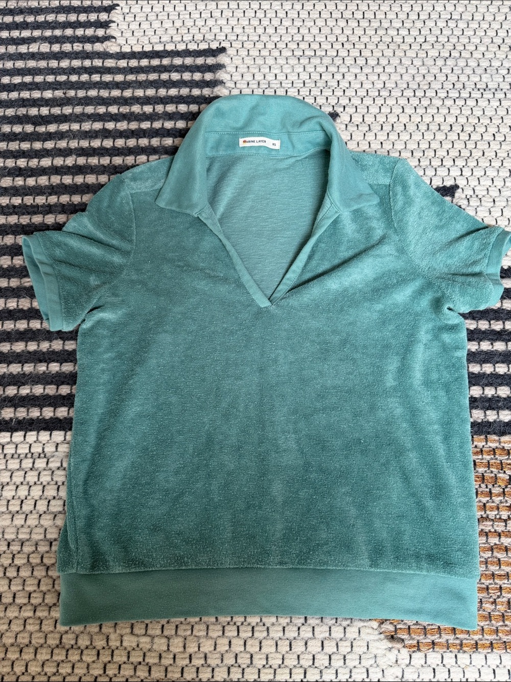 Marine Layer Teal Short-Sleeve Terry Polo